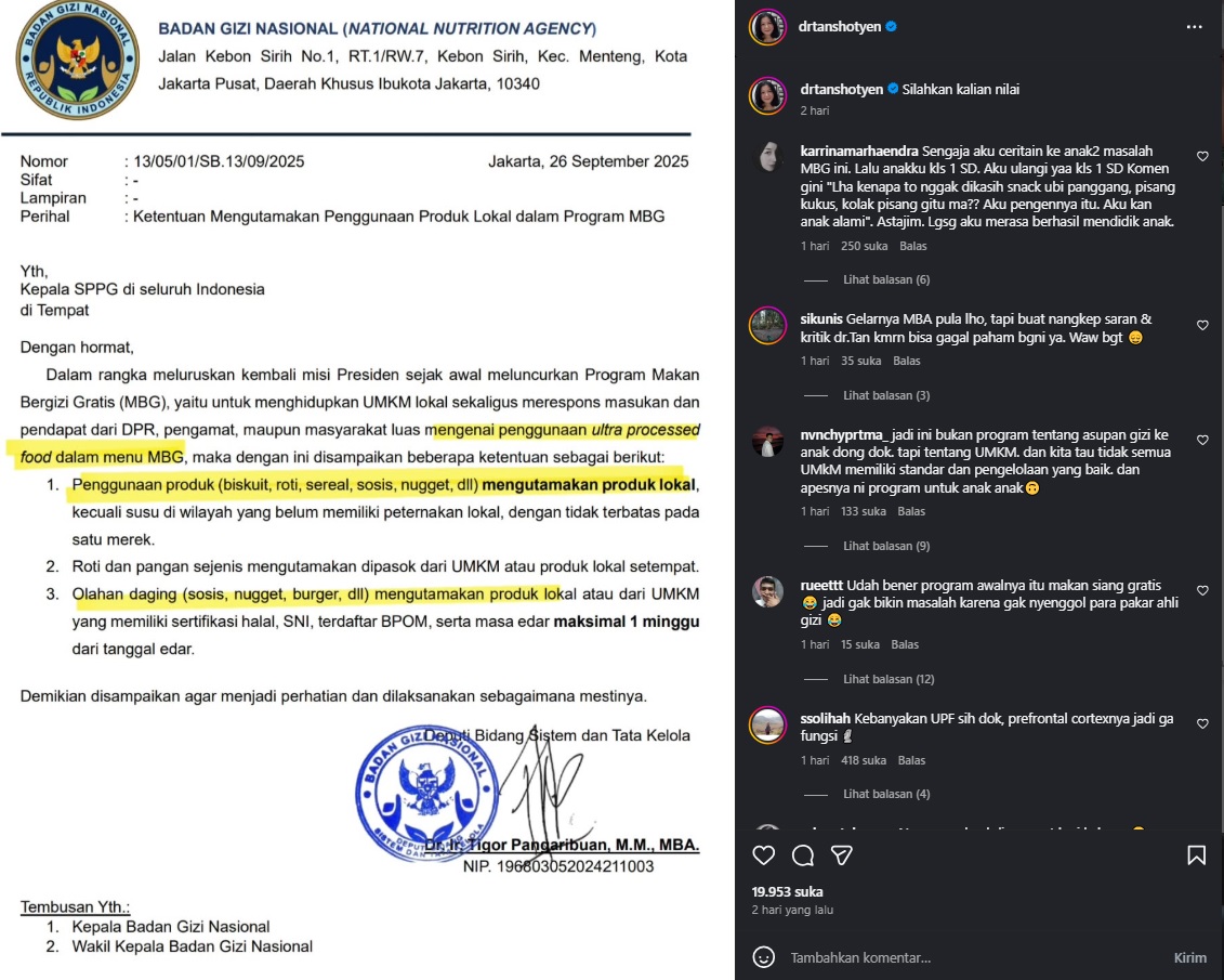 Edaran BGN tentang penggunaan produk UPF